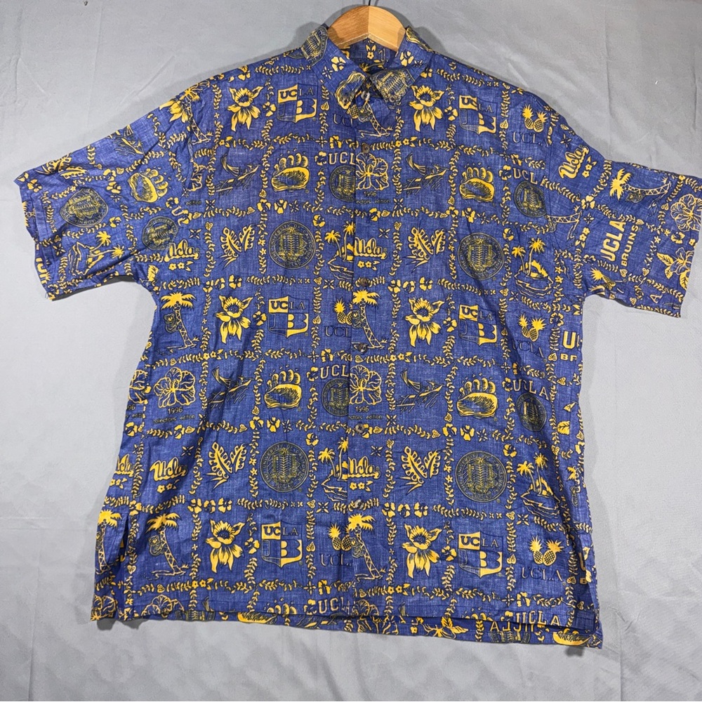 Vintage UCLA Bruins Shirt Mens Large Blue NCAA Hawaiian Button Down Ke Nui 1996